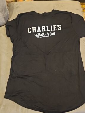 Charlies Black Graphic Long Sleep T-Shirt with White Logo